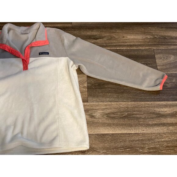 COLUMBIA WOMENS FLEECE PULLOVER SWEATER PLUS SIZE 1X MOCK NECK SNAP BUTTONS GREY - Picture 4 of 10